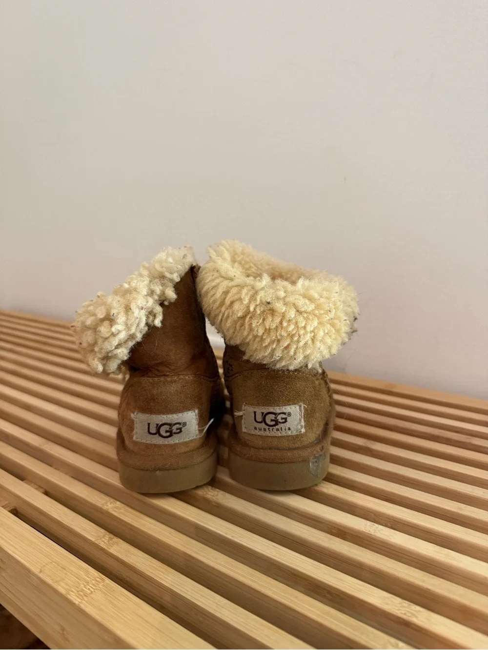 UGG Kids Chestnut Suede Fold-Down Shearling Boots